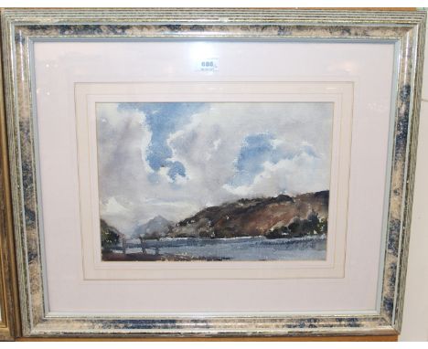 JOHN MCKILLOP Derwent Water, watercolour, 24 x 34 cm and NIKKI portrait of a dog, 35 x 28 cm (2)  Condition Report: 