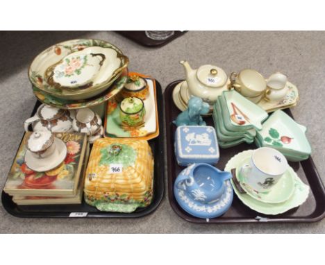 Royal Winton Beehive box and cover, Crown Ducal Orange Tree three-piece tea service, Carlton Ware dish etc, Lady artist decor