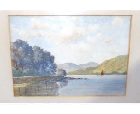 W DUNBAR Hafton Point, Holy Loch, signed, watercolour, D M DOWNHAM Solitude, and a print (3)  Condition Report: 