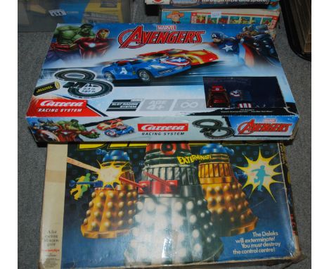 Four Chad Valley Give-A-Show projectors in original boxes, collection of slides, two board games etc  Condition Report: 