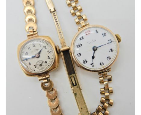 Two 9ct gold cased vintage ladies watches  Condition Report: 