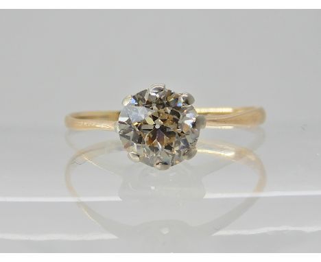 A yellow metal diamond solitaire of estimated approx 0.60cts, finger size K, weight 0.9gms  Condition Report: 