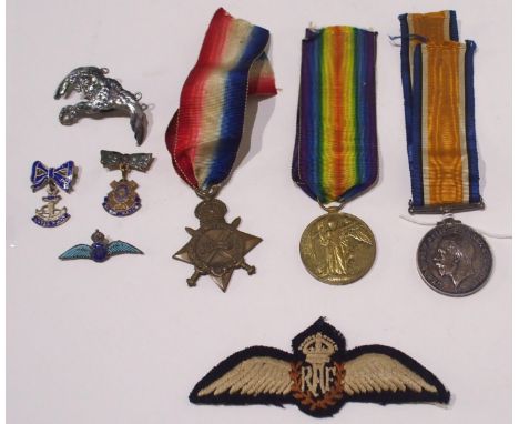 A WWI group of three to 14310 Pte. W Munn A.S.C. with an RAF Sweetheart brooch, patch etc  Condition Report: 