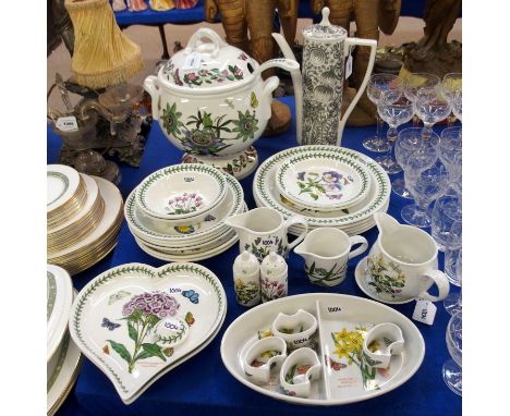 Portmeirion 'The Botanic Garden' including two heart shaped dishes (factory seconds), salt and pepper, four napkin rings, two