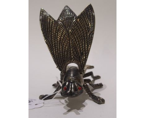 A gilt metal trinket box modelled as a flying insect  Condition Report: 