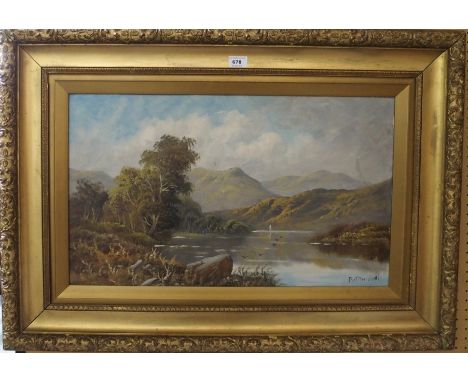 R MARSHALL Lochscene, signed, oil on board, 37 x 62 cm  Condition Report: 