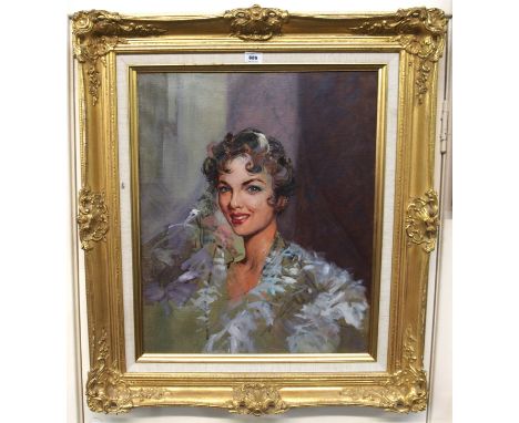 G GIOVANETTI portrait of a beauty, oil on canvas, 58 x 47 cm  Condition Report: 