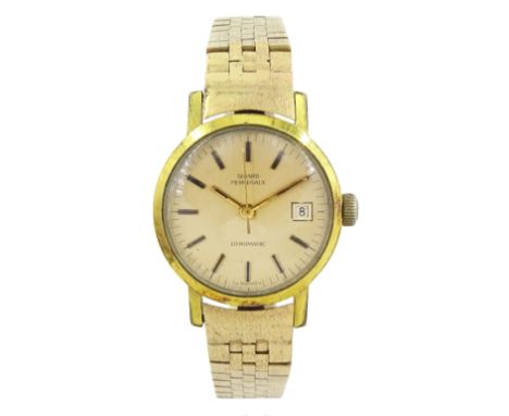 Girard-Perregaux Gyromatic gold-plated and stainless steel automatic wristwatch, champagne dial with baton hour markers and d