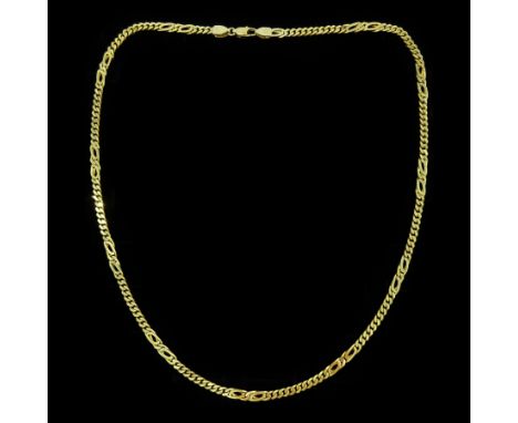 14ct gold fancy Figaro link chain necklace, stamped 585Condition Report:Approx 19.75gm, length = 49cm, link depth = 0.4cm, go