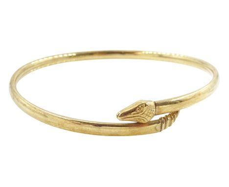 9ct gold snake bangle, hallmarkedCondition Report:Approx 4.8gm, inner circumference = 19cm, a few light scratches otherwise g