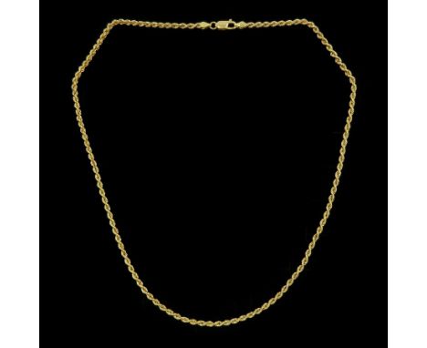 18ct gold rope twist chain necklace, stamped 750Condition Report:Approx 19gm, length = 51cm, good condition, tested 18ct