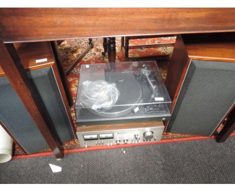 A Technics SL1900 Direct Drive Turntable with Shure V15 MKIII Cartridge and VN35MR Needle, Technics SU-7700 Amplifier, Floor 