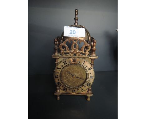 A late 20th century brass reproduction lantern clock by Smiths