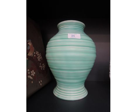 A Carltonware table lamp/vase of green ribbed design, impressed number 1108