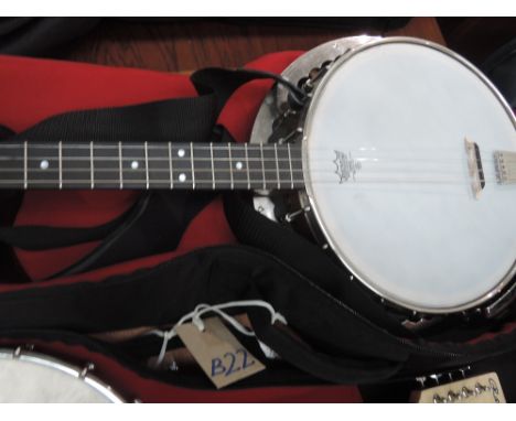 A Lyon & Healy (Washburn) Tenor Banjo, standard scale, Resonator, with strap and soft case