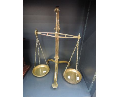 A pair of traditional style brass weighing scales 