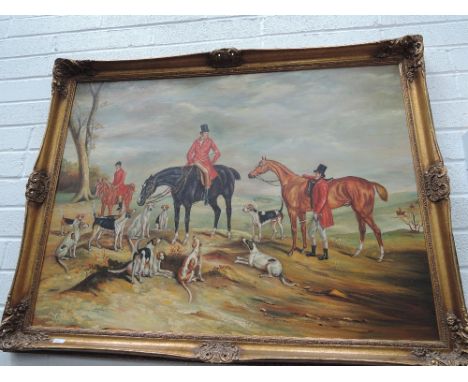 An oil painting, period style hunting scene