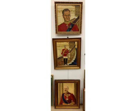 Three oils of military portrait subjects, each approx. 50 x 40 cm