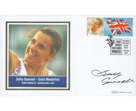 Sally Gunnell Signed Olympic Games 400m Hurdles First Day Cover. Good condition. All autographs are genuine hand signed and c