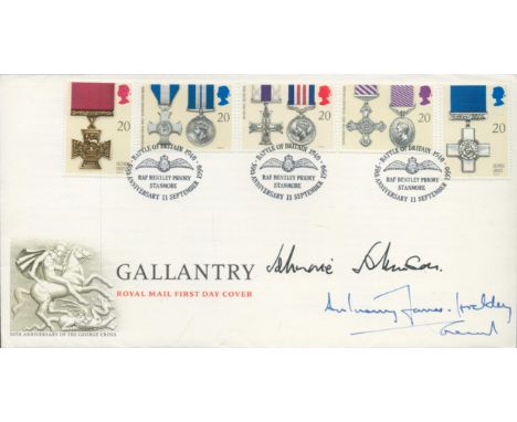 WW2 RAF AVM Johnnie Johnson and 1 other Signed Gallantry Royal Mail First Day Cover with Three 11 Sept 1990 Postmarks. Good c