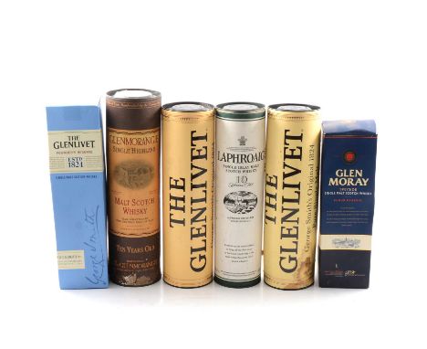 Ten bottles of assorted single malt Scotch whisky:The Glenlivet, 12 year old, Speyside, 70cl, 40%, in tubes (x2)The Glenlivet