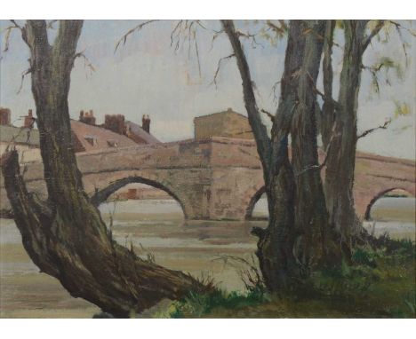 Thomas A Pote,The bridge, ST Ives, Hunts.,oil on board, unsigned,32x43cm;Barn,oil on board, unsigned,32x43cm;Abington Mill La