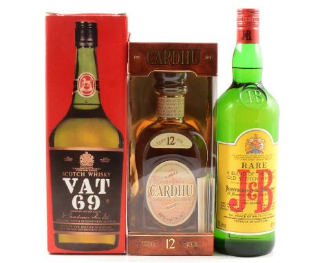 Three bottles of Scotch whisky including:Cardhu, 12 year old, single malt, 75cl, 40%, in presentation carton, 1990s bottlingV