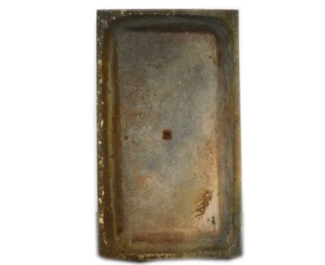 Old shallow slate salting trough, 61 x 107cm, height 10cm.