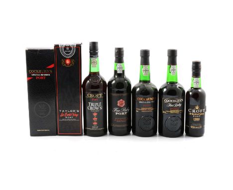 Assorted bottles of Croft, Cockburn, and Taylor's port including:Cockburn's Special Reserve, 20%, 70cl (x2, one in carton)Coc