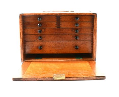 A Moore &amp; Wright engineer's box, 43cm, with micrometers and other scientific / engineering instruments.