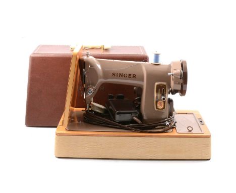Copper kettle, 19cm, Adler typewriter and a Singer sewing machine.