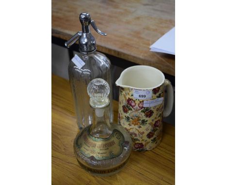 Mixed Lot: Soda syphon jug and decanter