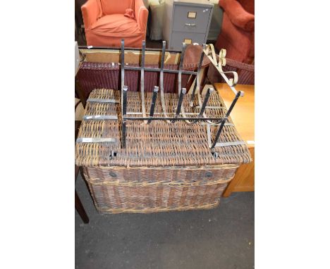 Large wicker hamper and a log rack