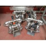 Warren Rupp Sandpiper pumps mod. no. SSB1-A ser. no. 617496 type TY-3-SS, USDA compliant metallic