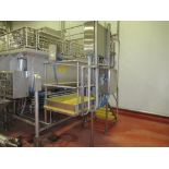 inspection deck along blender approx 30 in. W x 4 ft. h, stainless frame and safety rails, with 4