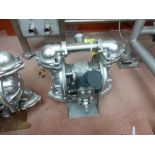 Warren Rupp Sandpiper pumps mod. no. SSB1-A ser. no. 617502 type TY-3-SS, USDA compliant metallic