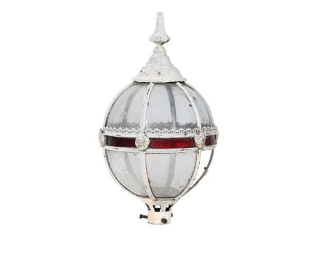 A VICTORIAN CREAM PAINTED METAL GLOBULAR LANTERN  19TH CENTURY  approximately 66cm high, 36cm diameter   Condition Report:  T