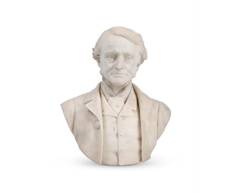 19TH CENTURY ANGLO-IRISH SCHOOL, A WHITE MARBLE BUST OF CHICHESTER PARKINSON-FORTESCUE, 1ST BARON CARLINGFORD (1823-1898)  MI