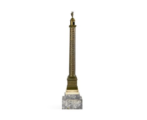 A LARGE GRAND TOUR GILT METAL MODEL OF TRAJAN'S COLUMN  ITALIAN OR FRENCH, 19TH CENTURY  The whole on white marble base rotat