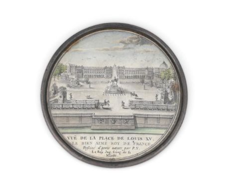 P. N. LE ROY (FRENCH LATE 18TH CENTURY) A MINIATURE PERSPECTIVE VIEW OF PLACE LOUIS XV SHOWING THE PLACE FROM THE RIVER LOOKI