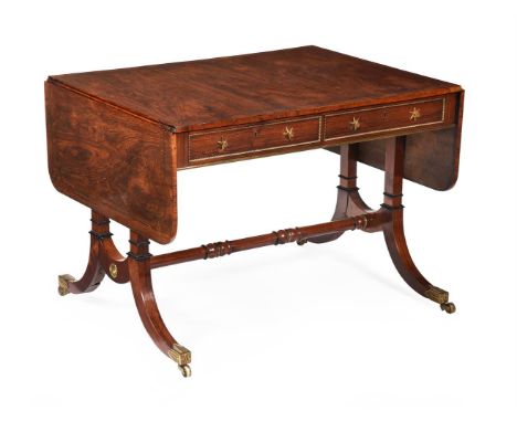 Y&nbspA REGENCY ROSEWOOD AND GILT METAL MOUNTED SOFA TABLE IN THE MANNER OF JOHN MCLEAN, CIRCA 1815 Incorporating brass strin