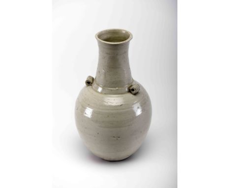A bottle, Chinese glazed pottery, monochrome beige decoration, Yuan dynasty (1279-1368). Notes: labels from GUY GODFREY e R &