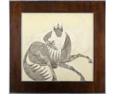 ALMADA NEGREIROS - 1893-1970, Untitled - A study for one of the three tapestries for the Ritz Hotel "Centaurs", mixed techniq