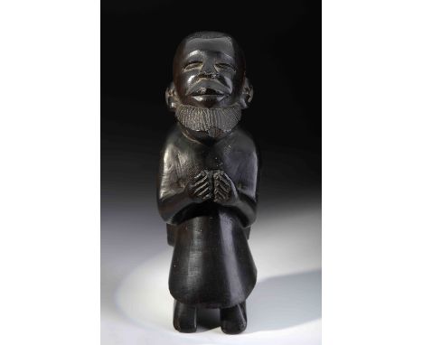 A praying figure, wood, Mozambican - Makonde, 20th C. (1st half), chips, minor faults and defects, wear, patina wear, purchas