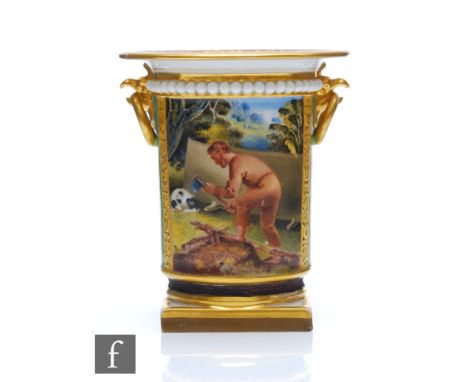 A 19th Century Flight Barr and Barr Royal Porcelain Works Worcester twin handled vase decorated with hand painted cartouche p