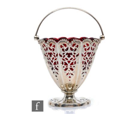 A Victorian hallmarked pedestal sugar basin, octagonal shaped foot with part pierced decoration below conforming body encompa