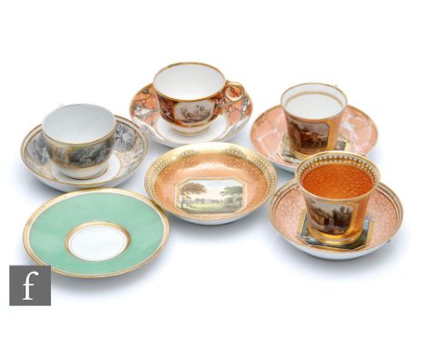 A small collection of assorted 19th Century tea wares to include a Chamberlain Worcester&nbsp; coffee cup and saucer, the cup