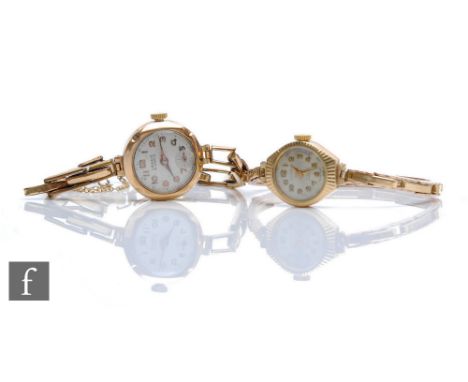 A 9ct lady's Strad manual wristwatch, Arabic numerals to a circular dial, all to a 9ct expanding strap, weight 12.5g, with a 