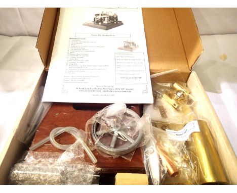Sussex Steam Co. beam engine type S kit, engine, boiler on wooden base, appears complete/as new contents unchecked, base 20 x