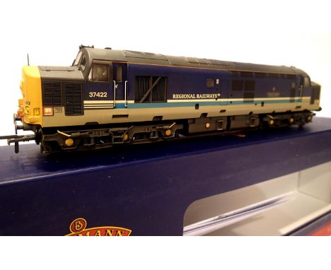 Bachmann 32-376A, Class 37, Robert F Fairlie, 37422, Regional Railways, weathered, in very near mint condition, boxed. P&amp;